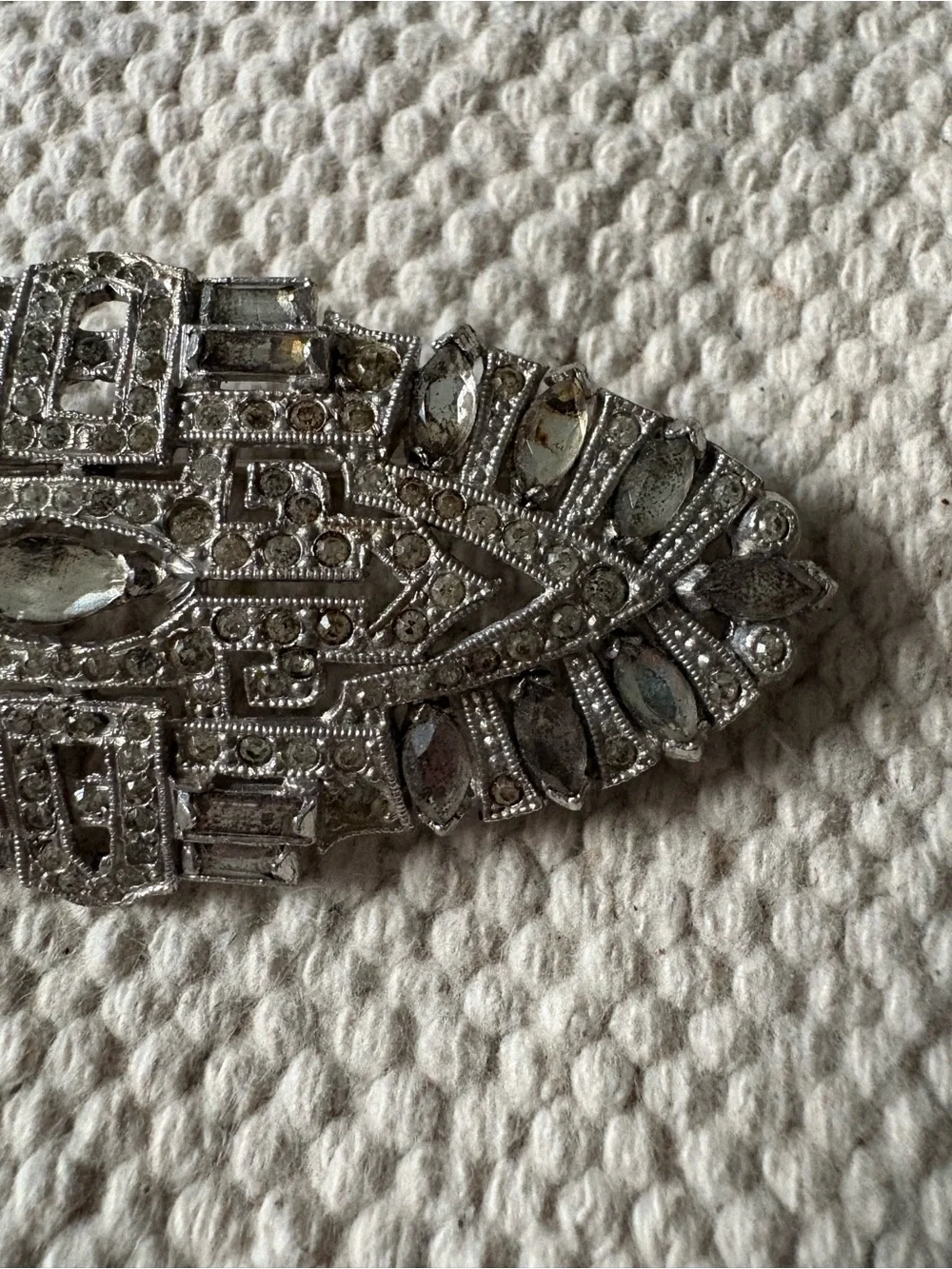 Vintage Estate Brooch Pin Art Deco Style Revival 50s Silver Tone